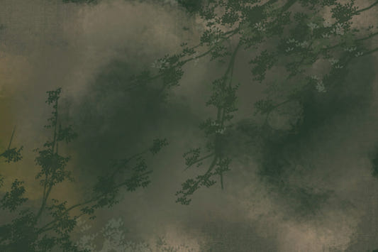 Murale da parete Foresta Verde Scuro Rami Nebbia Verdissima