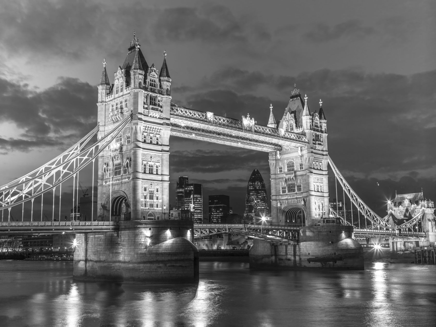 Monochrome London: Tower Bridge Glow Wall Mural
