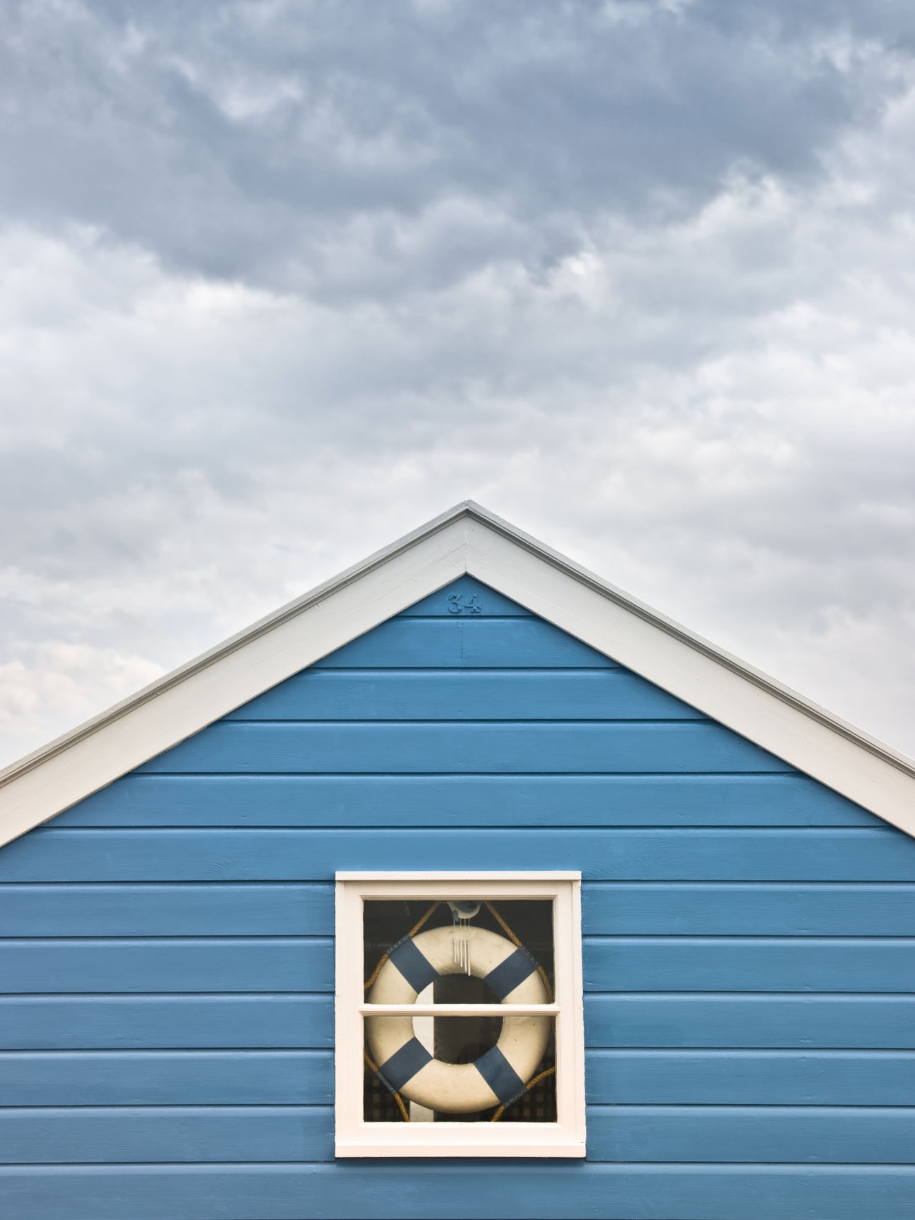 Blue Beach Hut: Coastal Charm Wall Mural