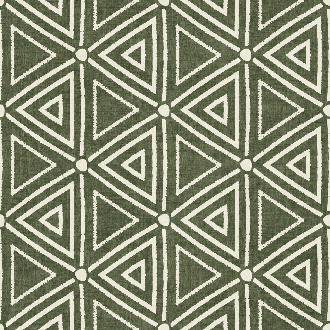 Rakennekangas Mudcloth Geometriset Kolmiot Boho Sammalenvihreä Tapetti⁠