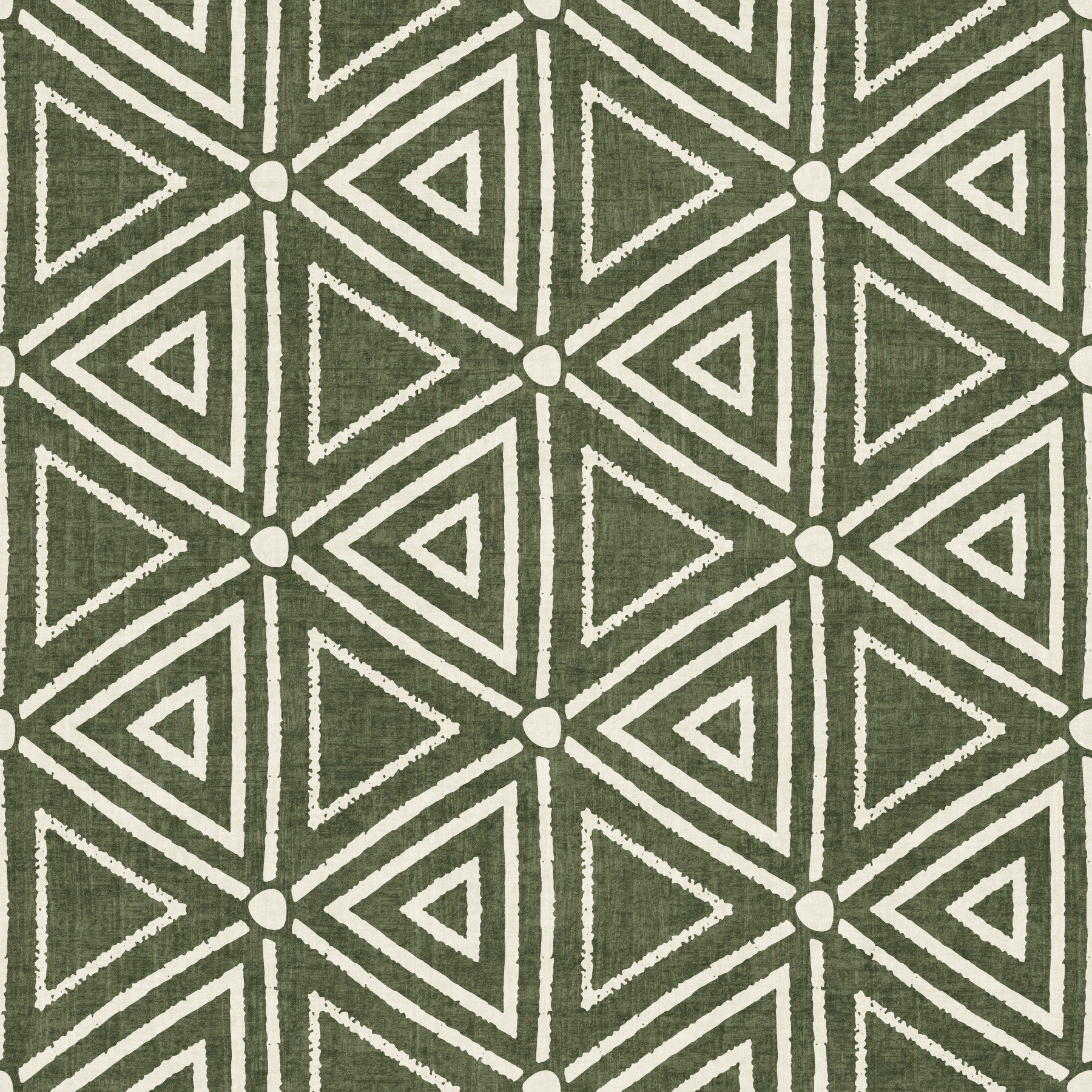 Rakennekangas Mudcloth Geometriset Kolmiot Boho Sammalenvihreä Tapetti⁠