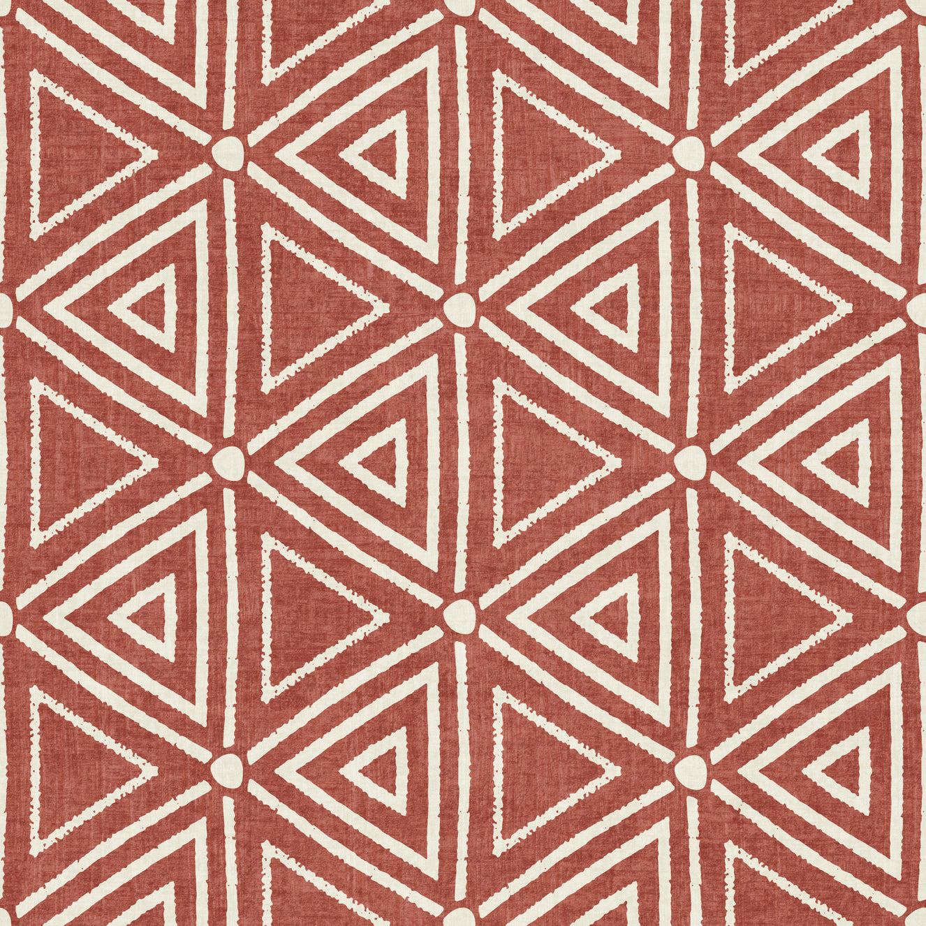 Rakennekangas Mudcloth -kuvioidut geometriset kolmiot boheemi ruoste terrakotta tapetti