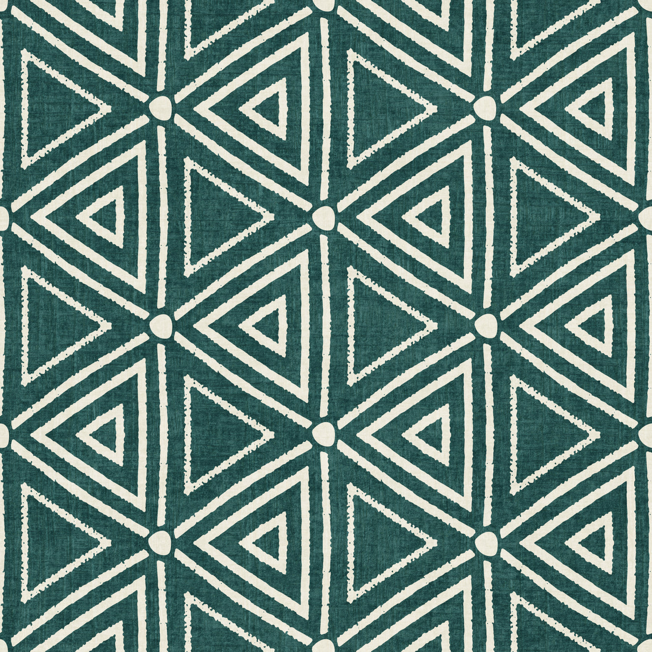Rakennekangas Mudcloth Geometriset Kolmiot Boho Syvä Teal Tapetti⁠