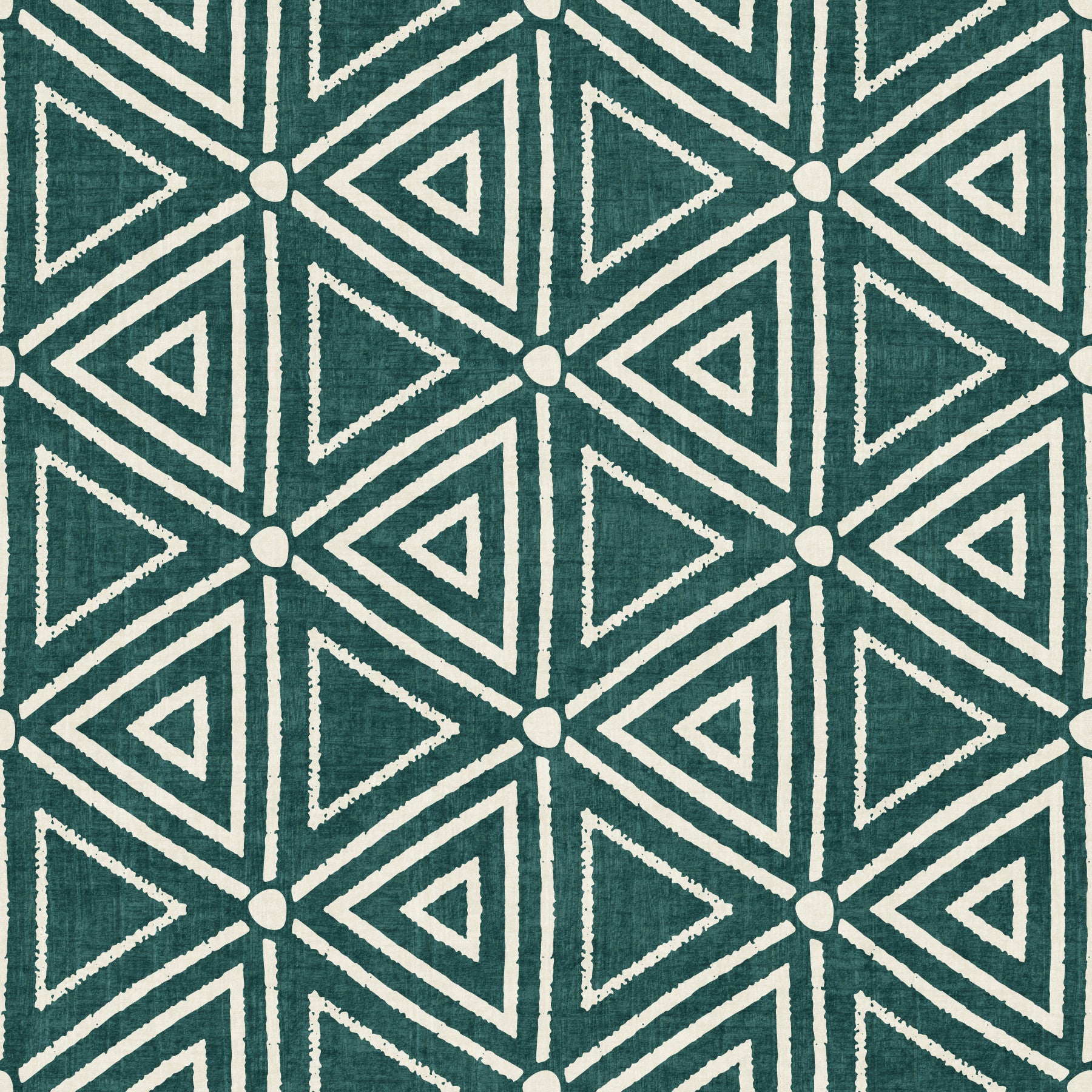 Papier peint bohème triangles géométriques en mudcloth texturé bleu sarcelle profond