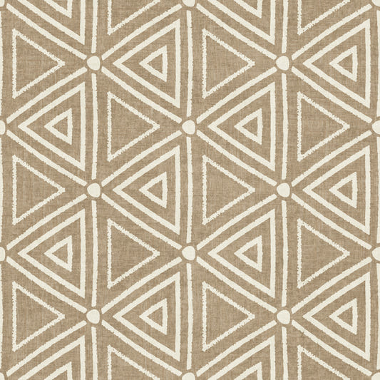 Textured Mudcloth Geometric Triangles Boho Sand Beige Wallpaper⁠
