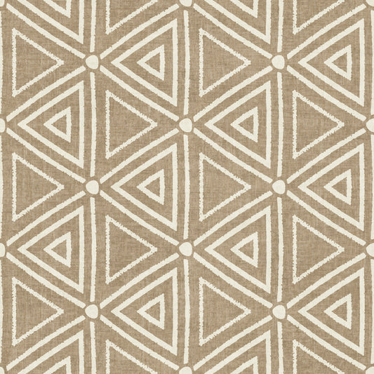 Papier peint géométrique triangles bouclés en mudcloth texturé beige sable bohème