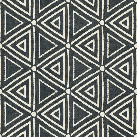 Textured Mudcloth Geometric Triangles Boho Charcoal Black  Wallpaper⁠