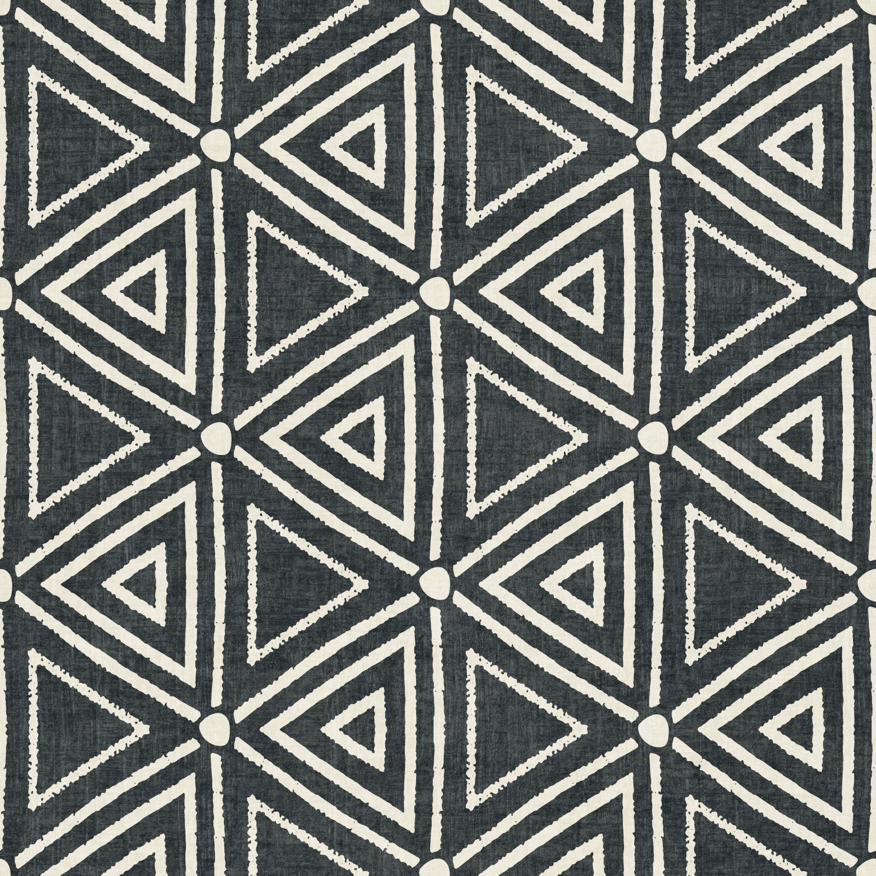 Textured Mudcloth Geometric Triangles Boho Charcoal Black  Wallpaper⁠