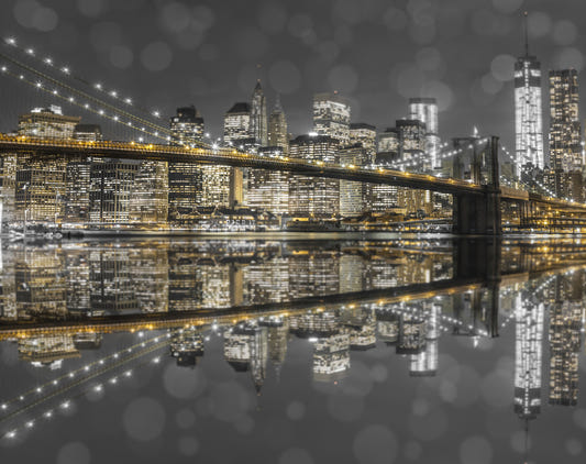 Città d'Oro e Grigio: Murale da Parete Notturno di NYC