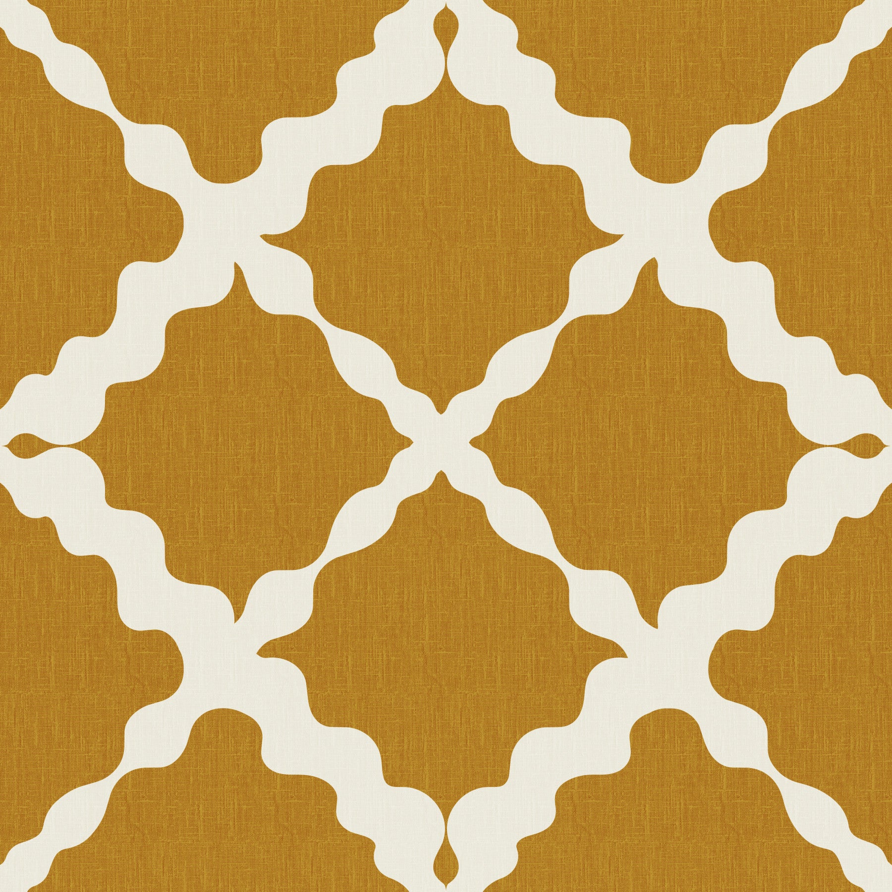 Carta da parati moderna minimalista geometrica a traliccio a rete testurizzata color senape