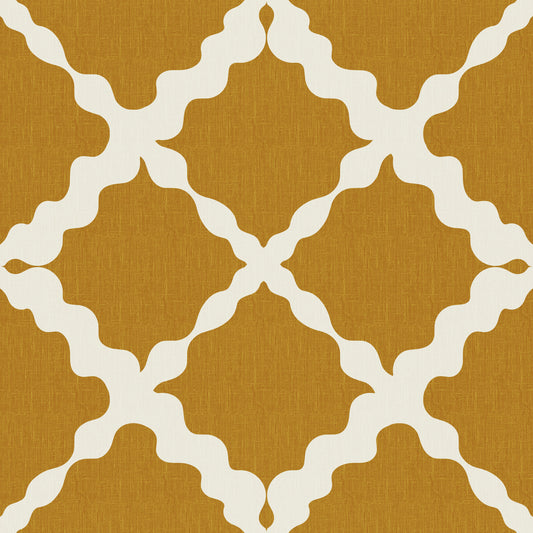 Tekstureret gitter espalier geometrisk sennepsgul minimalistisk moderne tapet⁠