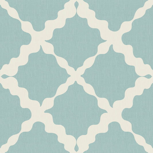 Tekstureret gitter espalier geometrisk afdæmpet blå minimalistisk moderne tapet⁠