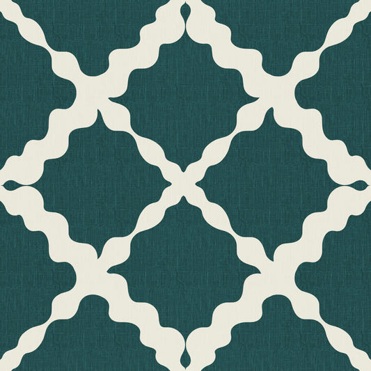 Textured Lattice Trellis Geometric Deep Teal Minimalist Modern  Wallpaper⁠