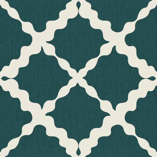 Textuur Lattice Klimrek Geometrisch Diep Teal Minimalistisch Modern Behang