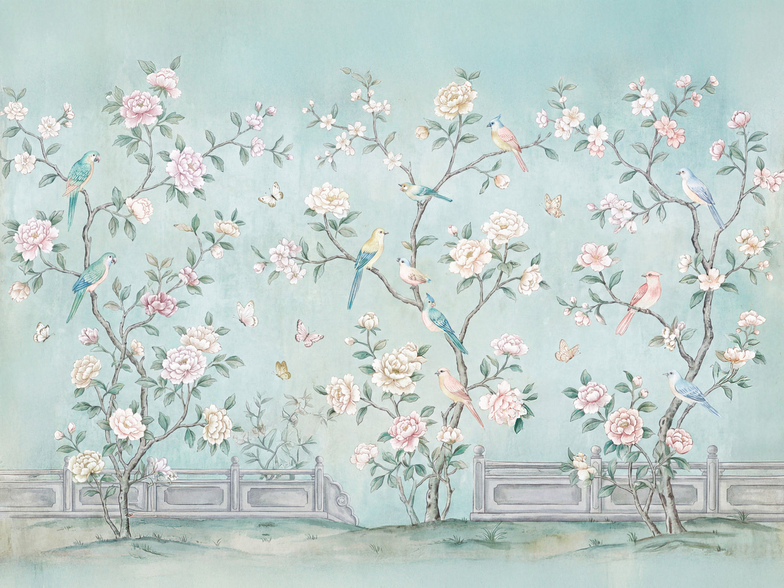Papel de Parede Mural Aviário Chinoiserie Sereno in your room