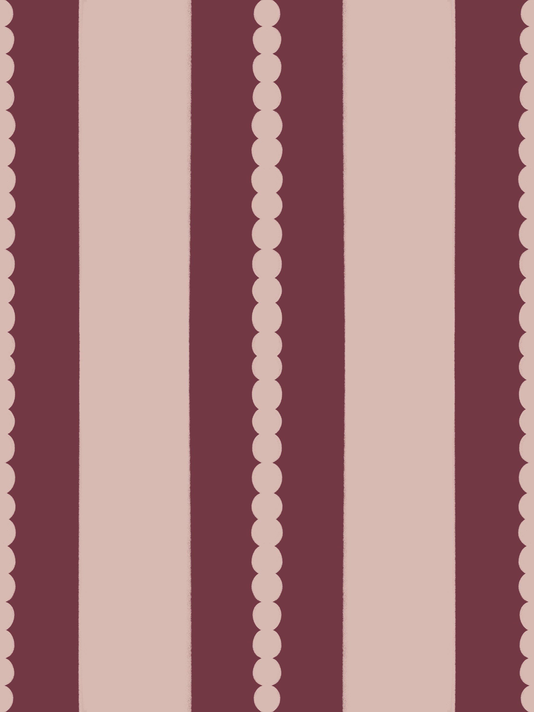 Blush & Berry Scallop Stripes Wallpaper in a bright dining room setup