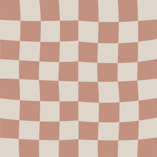 Peach & Cream Checker Waves Tapet