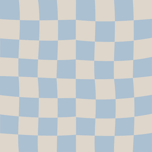 Tapete mit Wellenmuster in Azurblau und Beige