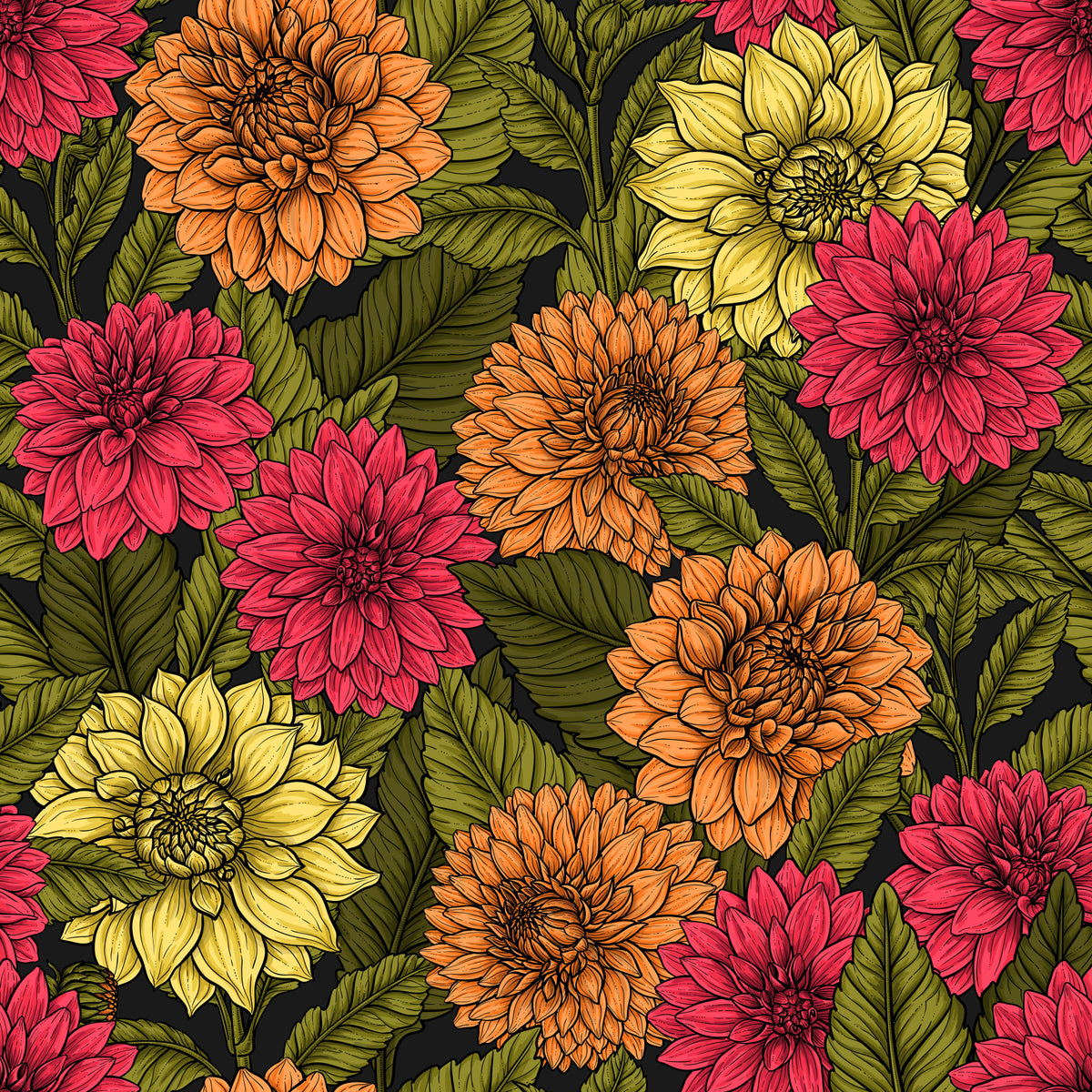 Dahlia-puutarha Tapetti