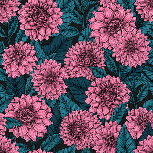 Pink Dahlia garden// blue leaves Wallpaper⁠