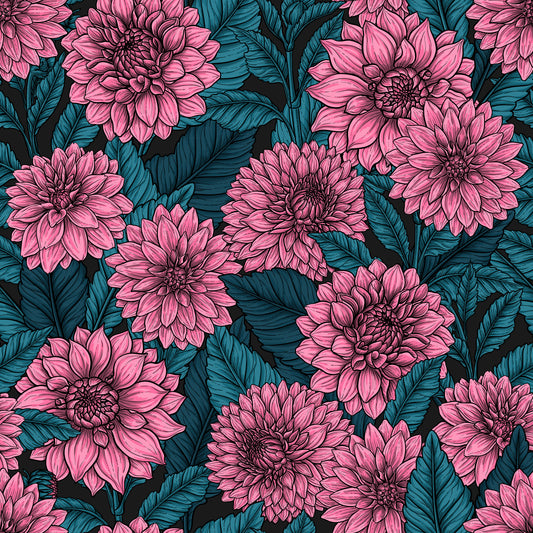 Pink Dahlia garden// blue leaves Wallpaper⁠