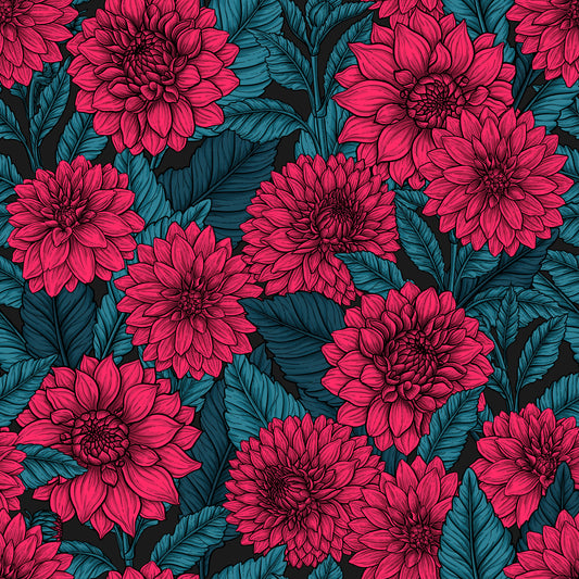 Rød Dahlia have/blå blade Tapet⁠