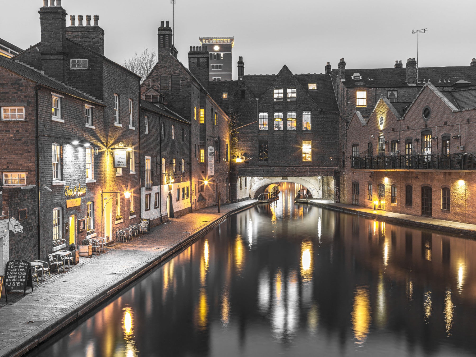 Urban Canal Twilight Wall Mural