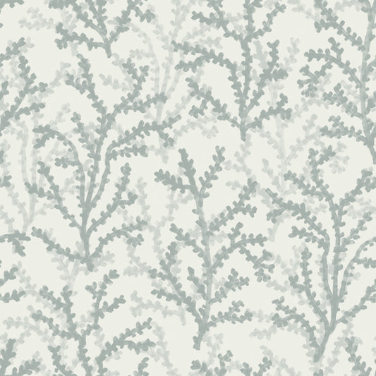 Carta da parati Painted Coraline Verde Grigio