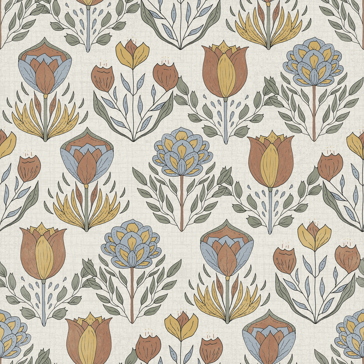 Nordic Folk Bloom -tapetti in your room — zoomed