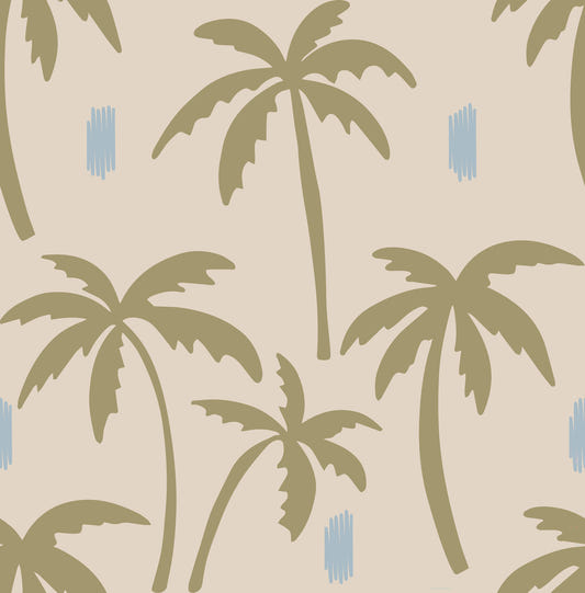 Olive Green Palm Tree Wallpaper Boho Coastal Wallpaper⁠
