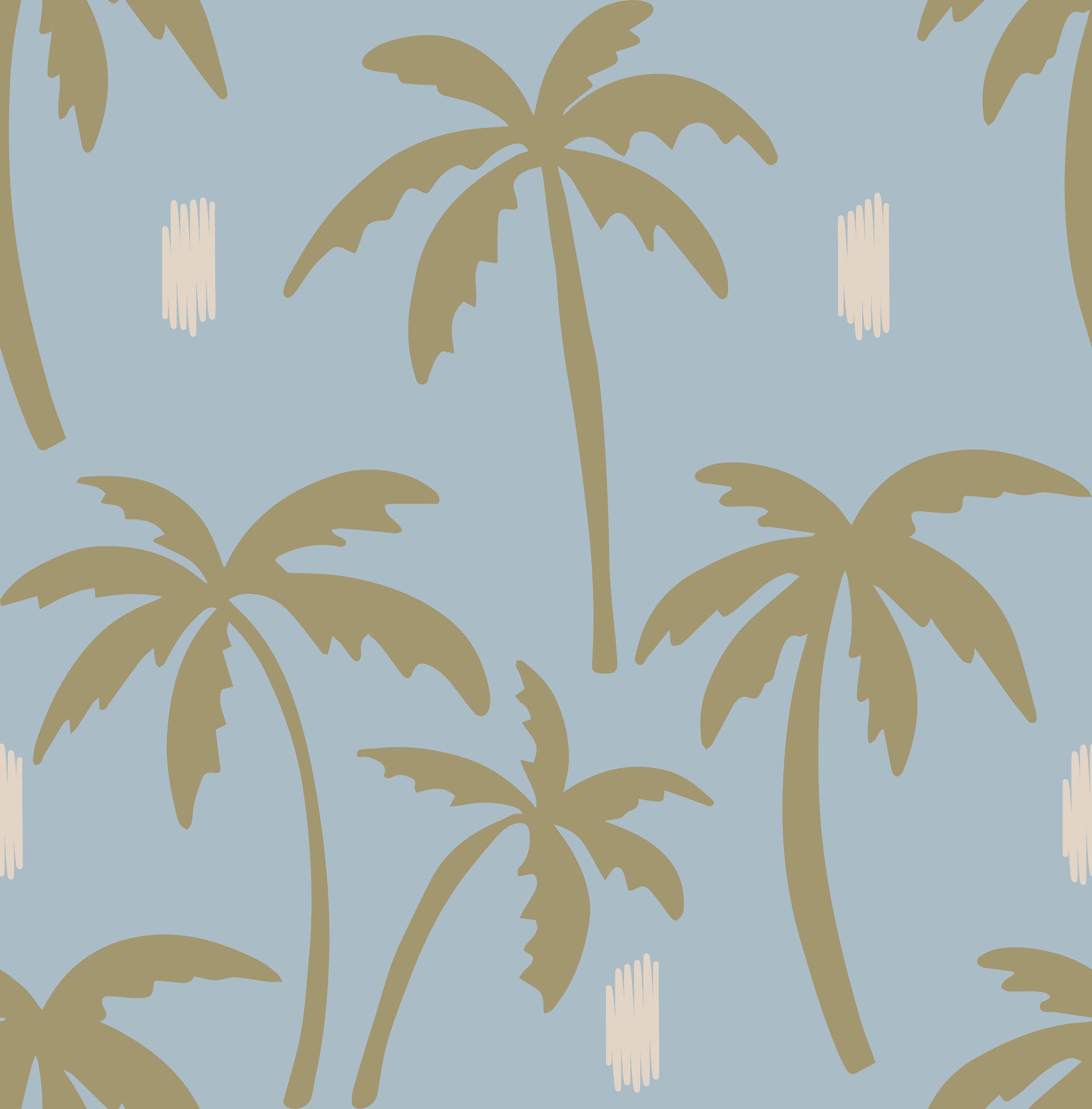 Carta da parati con palma blu tenue Stile boho costiero