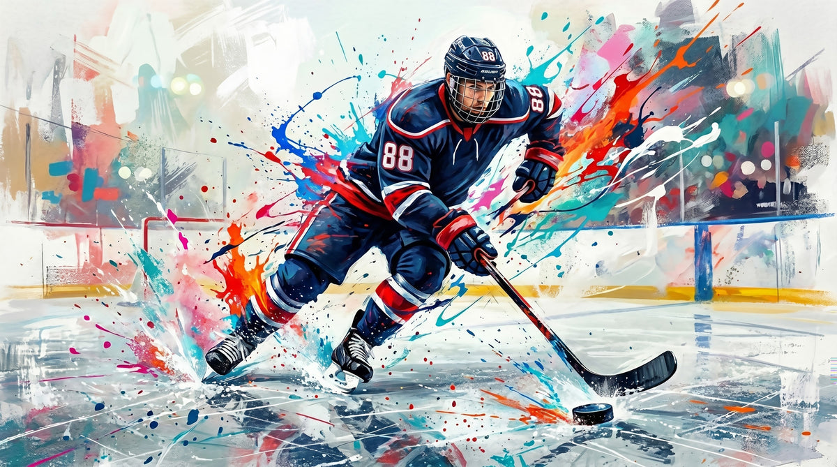 Brushstroke Blitz: Hockey-Action Wandbild in your room