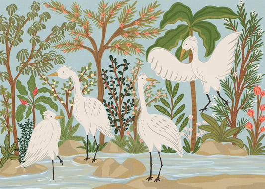 Hérons du Fleuve : Murale Murale Danse Jungle Sereine