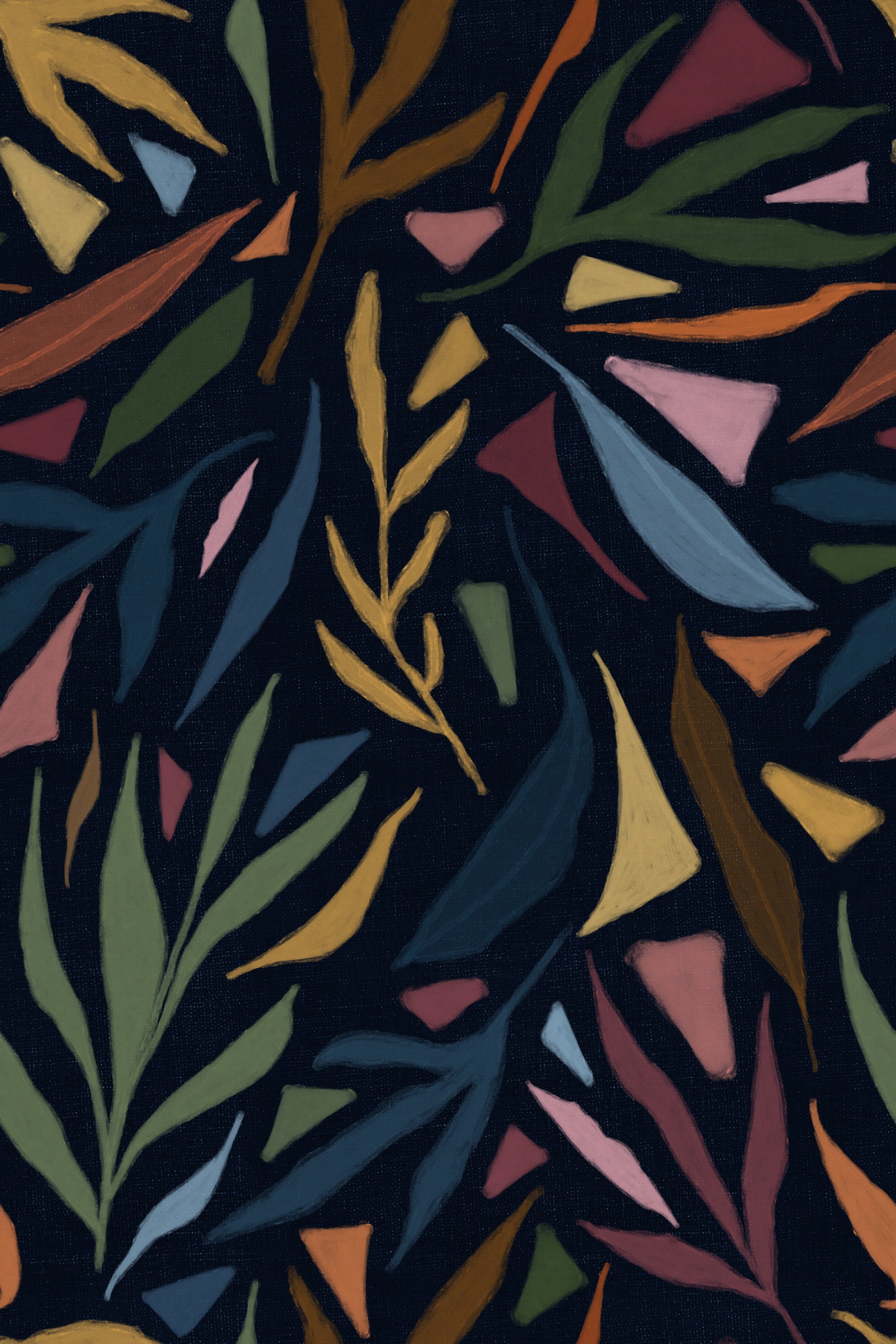 Papel pintado collage tropical oscuro