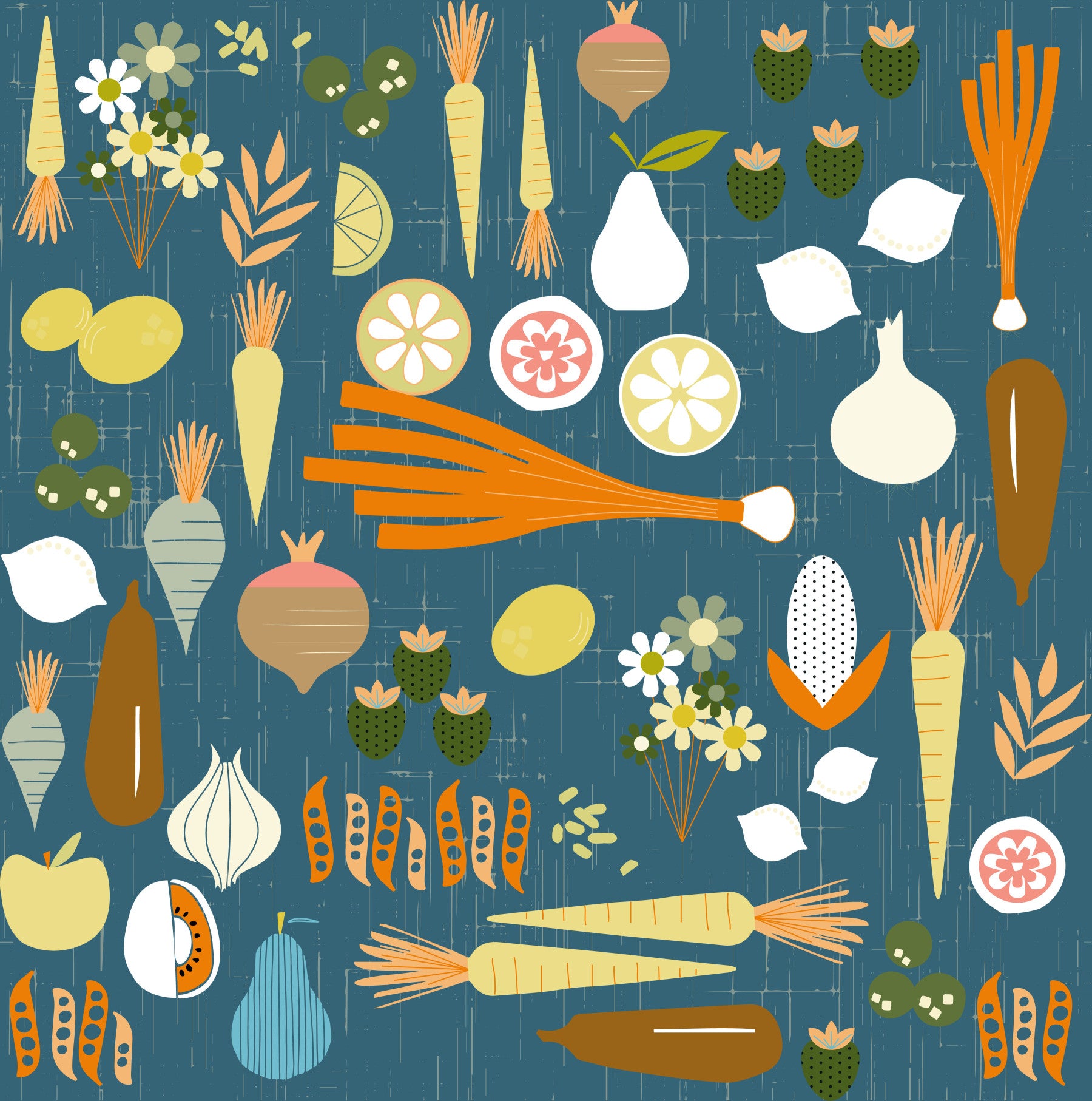 Carta da parati vegetale turchese Carta da parati retrò per cucina
