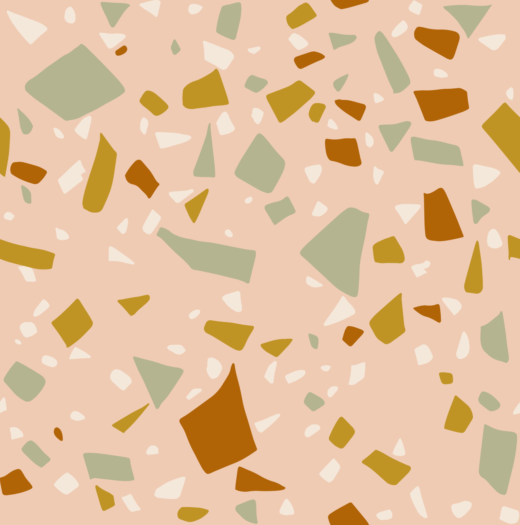 Dining room wall showing scattered Mediterranean terrazzo fragment detailing