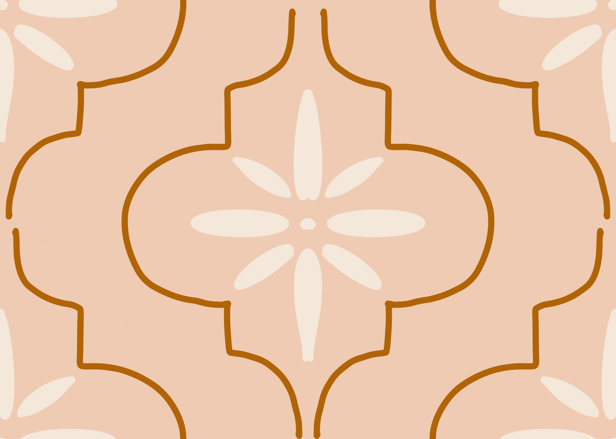 Peach Terracotta Tile Wallpaper Mediterranean Geometric Wallpaper⁠ in your room