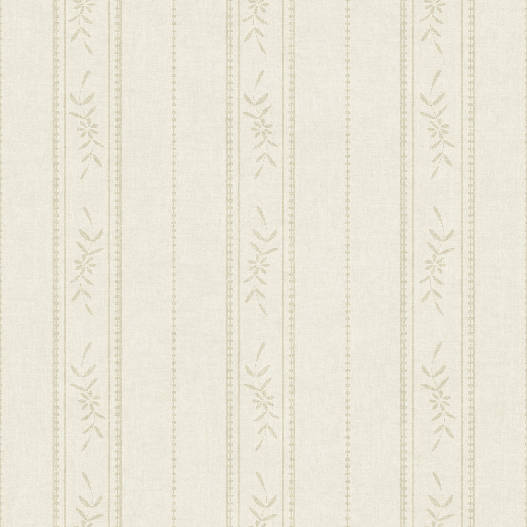 Carta da parati vintage a righe verticali in lino con decorazioni floreali crema avorio⁠