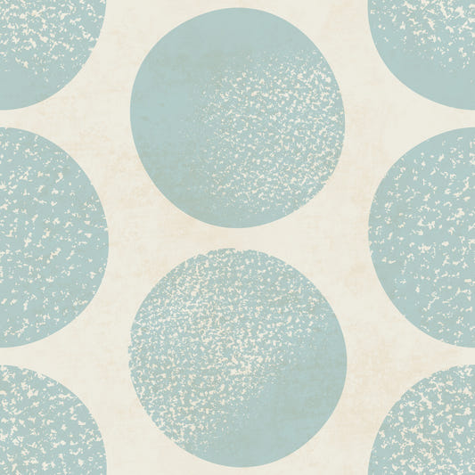 Carta da parati moderna a pois organici sfumati blu tenue su beige