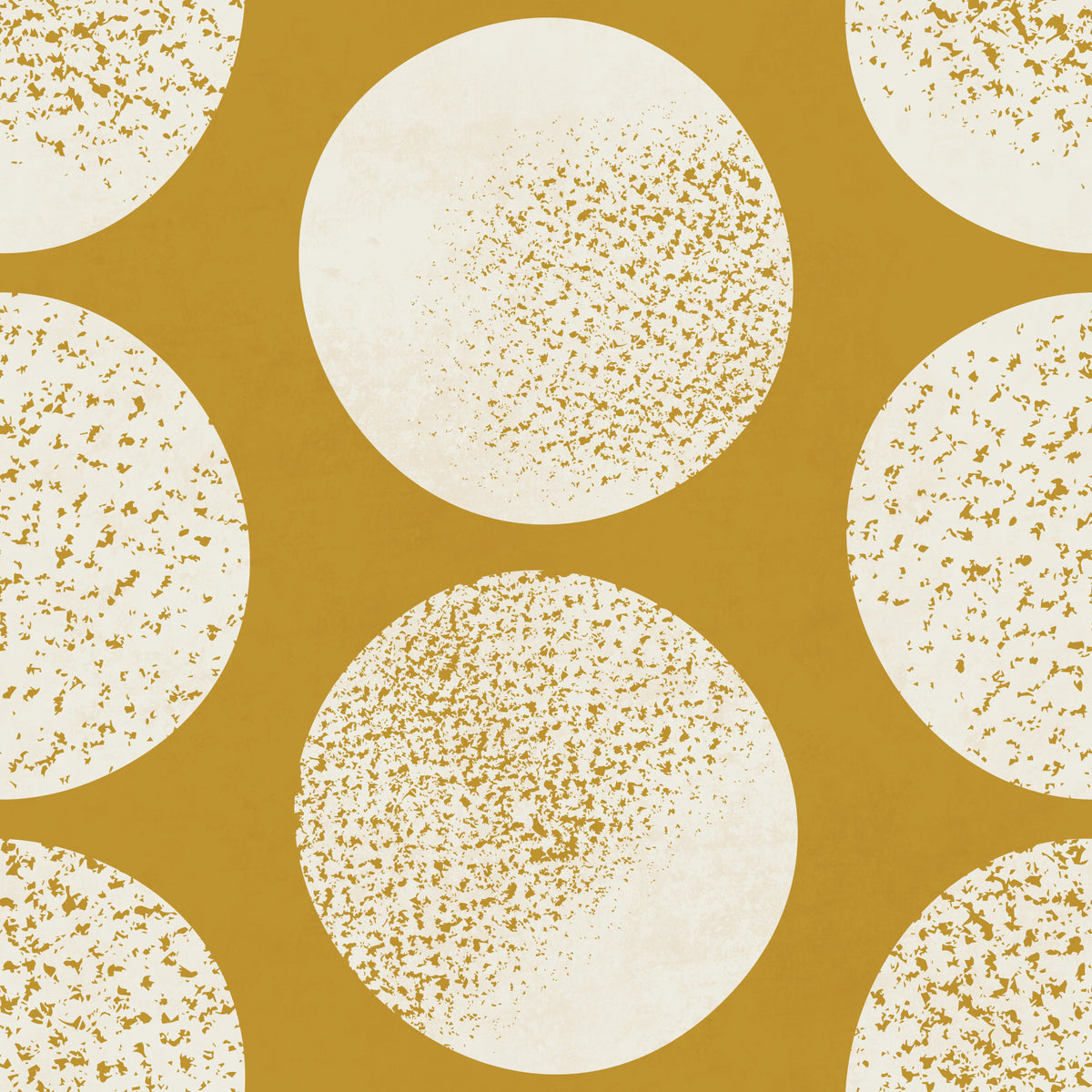 Organic Polka Dots Stippled Modern Cream on Mustard Wallpaper⁠ in your room
