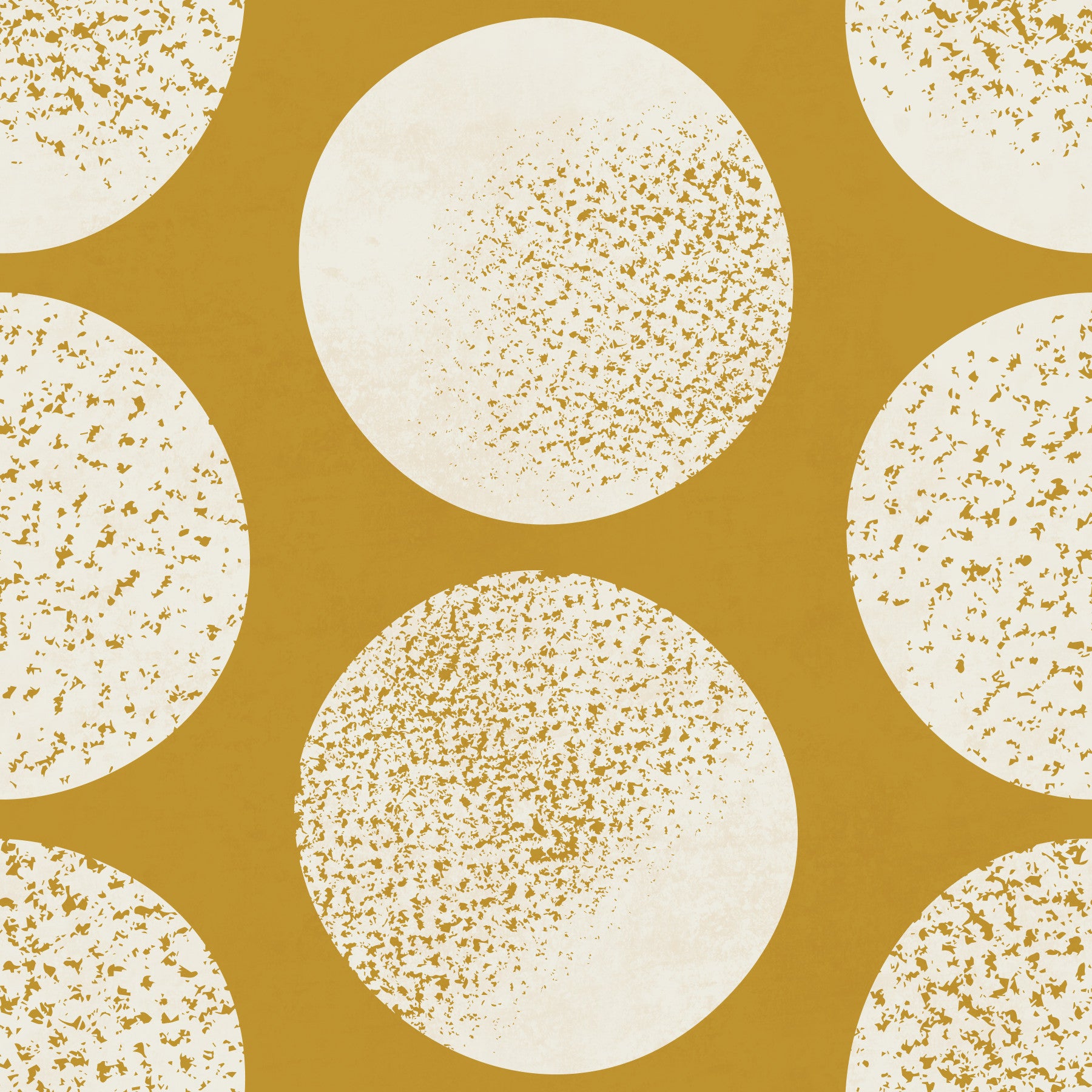 Papier peint moderne crème à pois organiques en pointillé sur fond moutarde