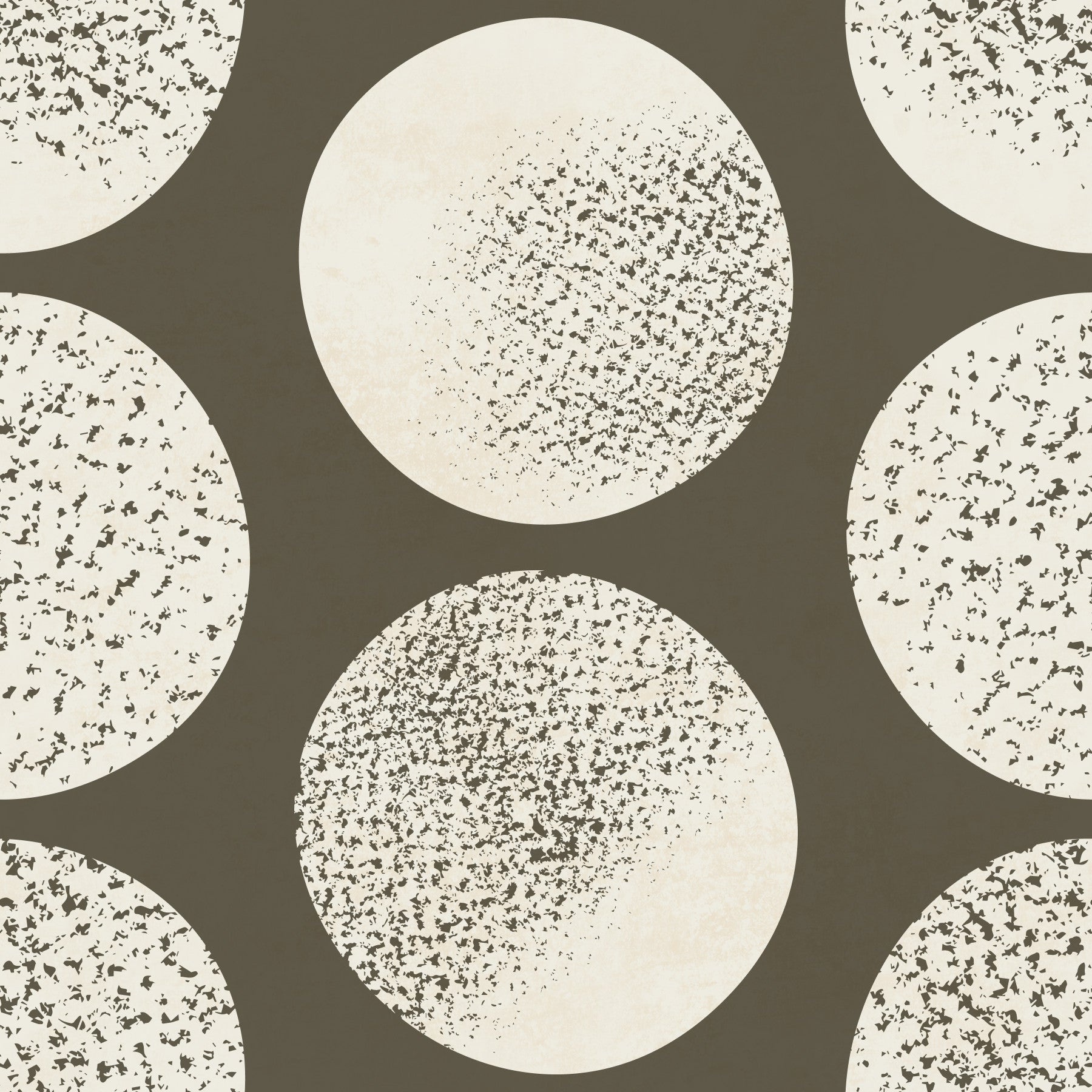 Organic Polka Dots Stippled Modern Cream on Dark Brown Wallpaper⁠