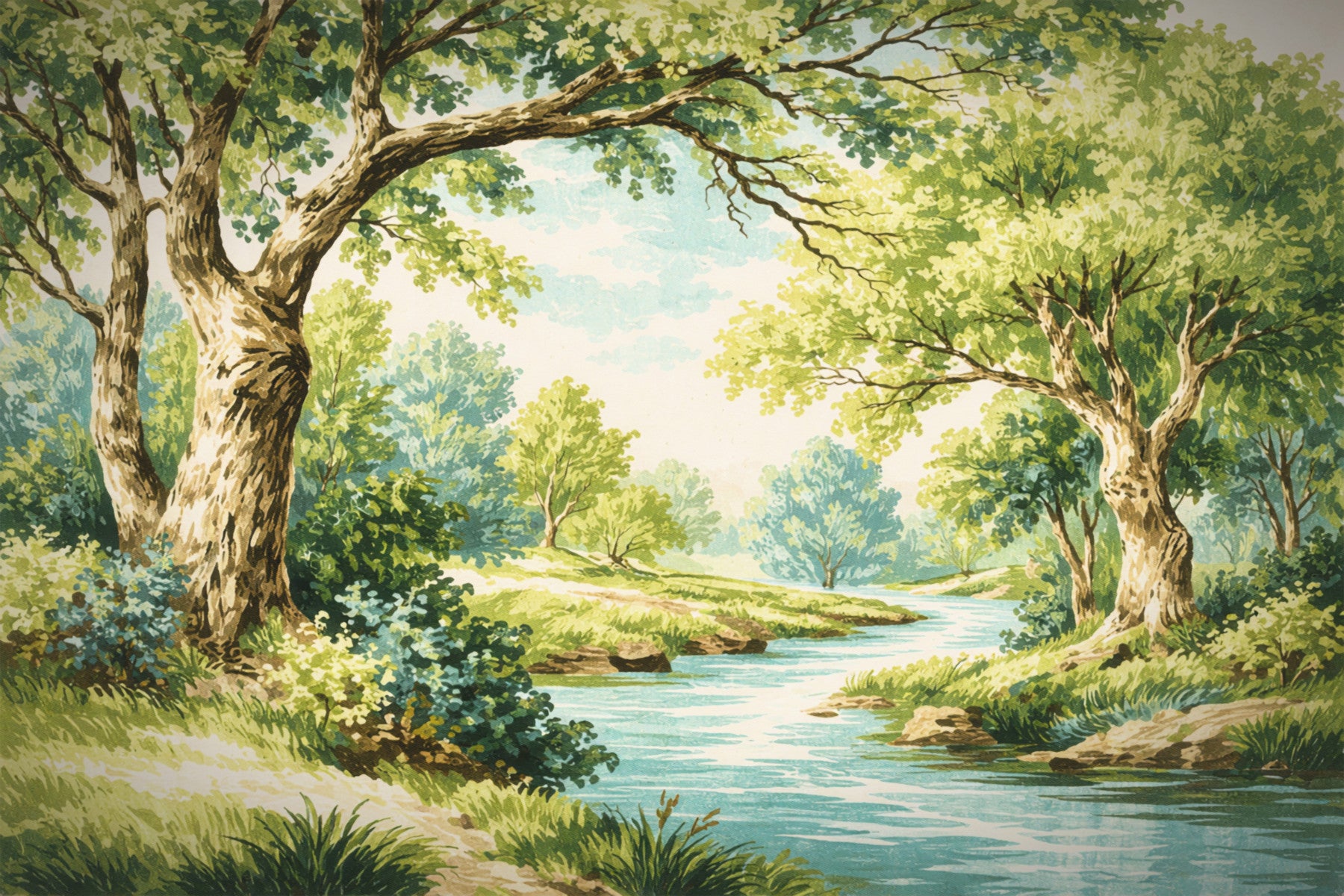 Fresque murale Ruisseau Enchanté en Forêt in your room — zoomed