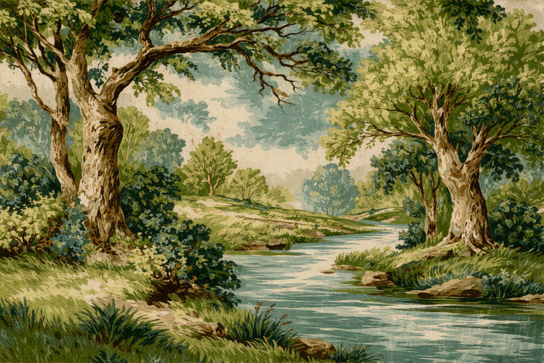 Woodland River Bend Wall Mural