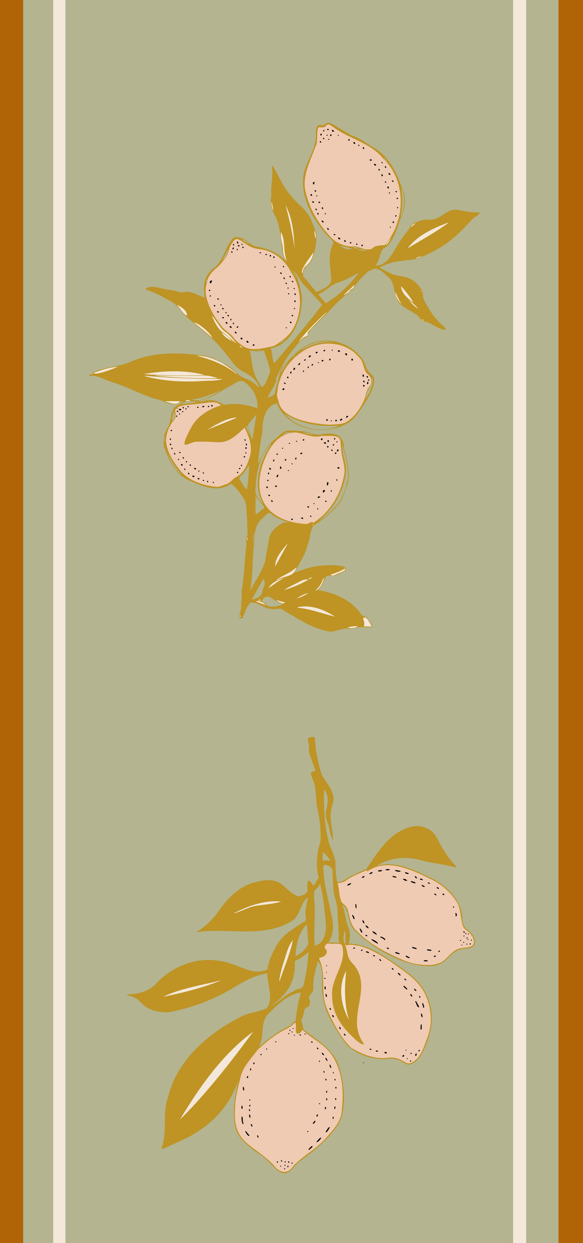 Sage Lemon Branch -tapetti Välimeren tyyliin⁠ in your room