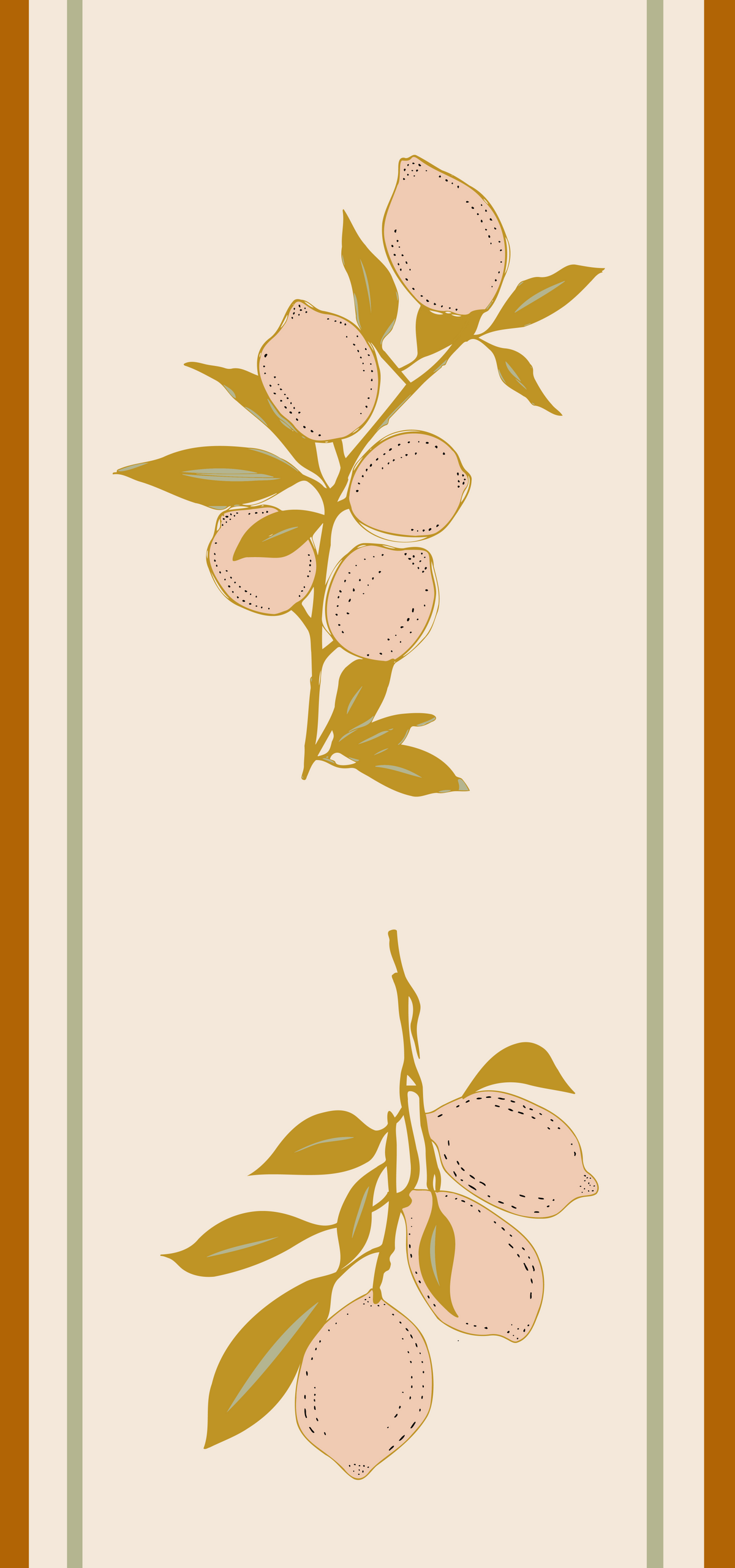 Tapet med gren av rosa citron, medelhavsstil