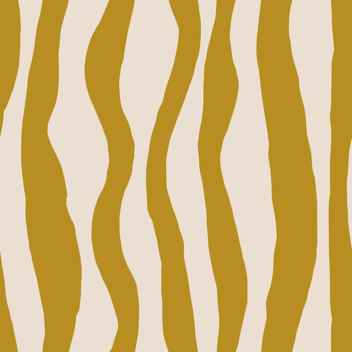 Papel pintado de rayas onduladas mostaza Papel pintado retro bohemio in your room — zoomed