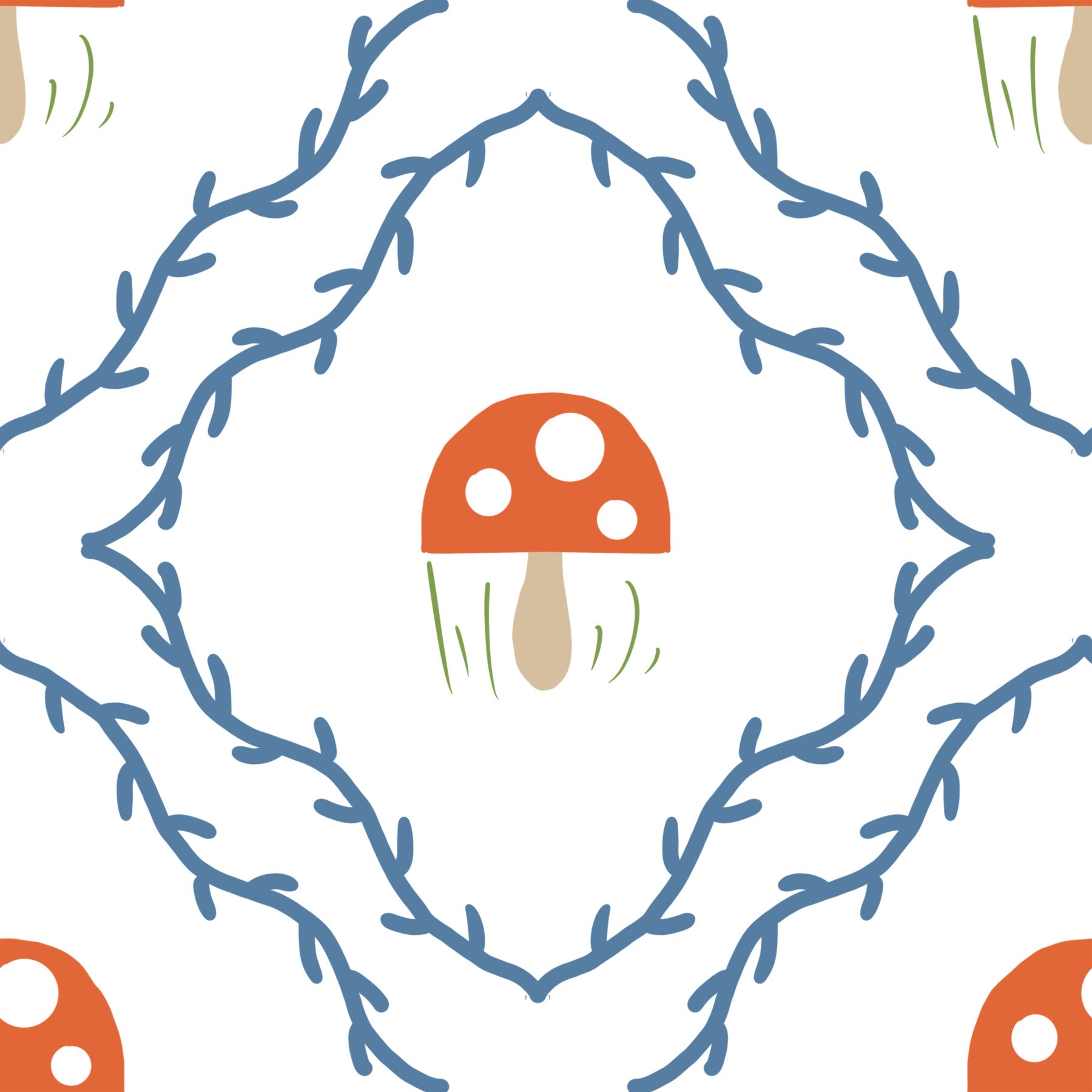 Whimsical Mushroom Vines Wallpaper⁠