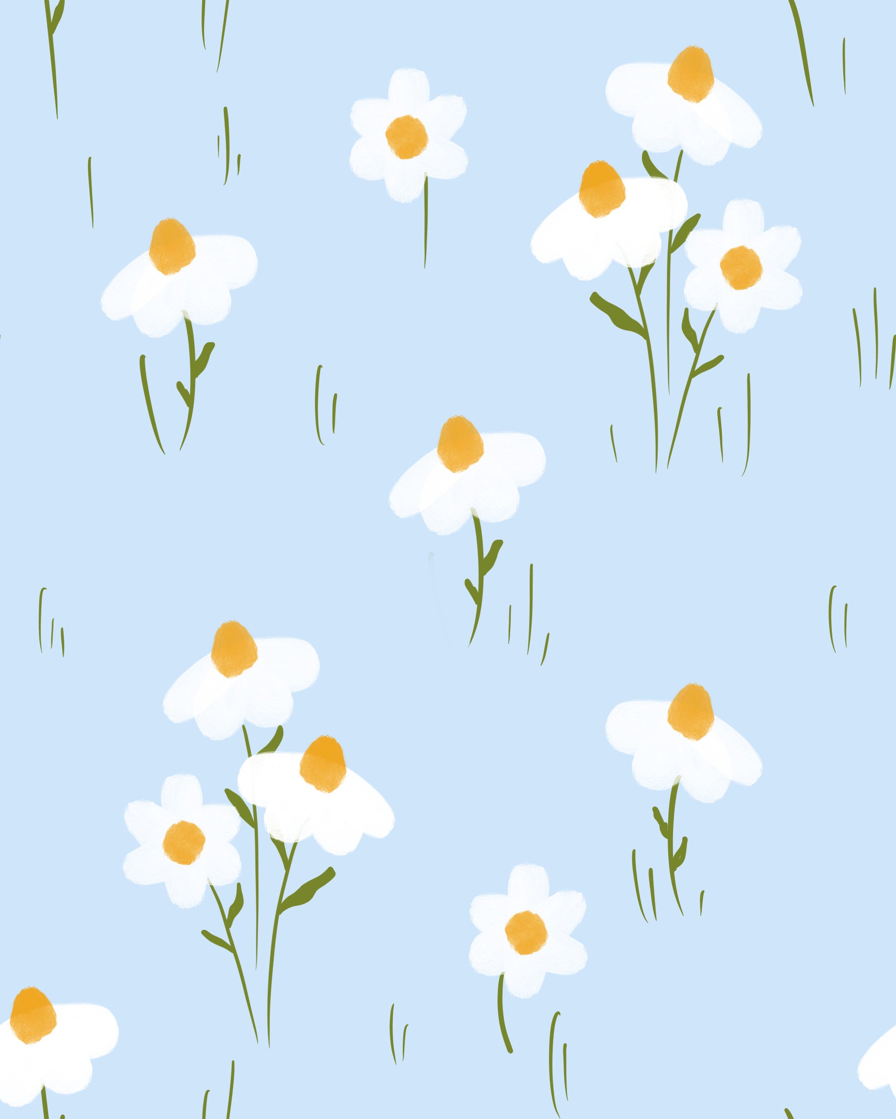 Daisy Dreams on Blue Wallpaper⁠