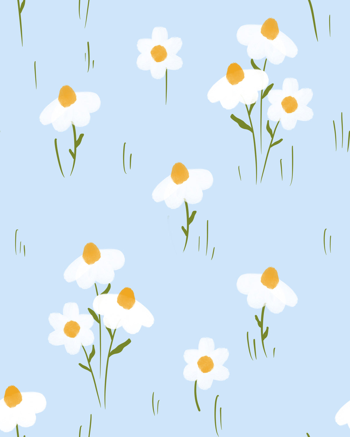 Daisy Dreams on Blue Wallpaper⁠ in your room — zoomed